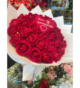 YAPAY 25 GÜL ve KALP  YASTIK